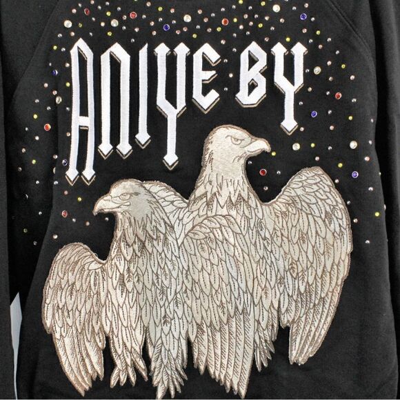 Aniye By Eagle Long Sleeved Cotton Sweatshirt in Black -Women's Size L - Picture 12 of 14